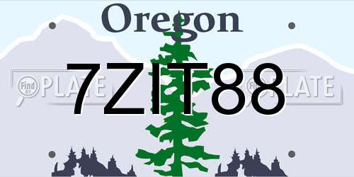 7ZIT88 Oregon License Plate