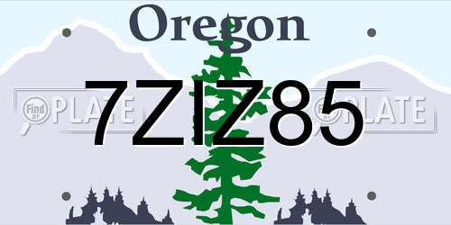 7ZIZ85 Oregon License Plate