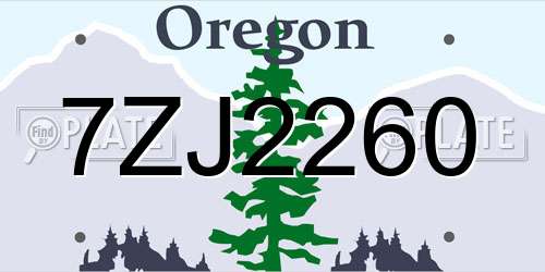 7ZJ2260 Oregon License Plate