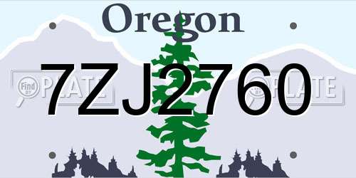 7ZJ2760 Oregon License Plate
