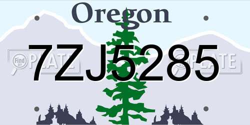 7ZJ5285 Oregon License Plate