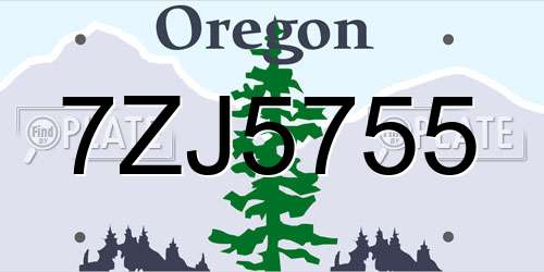 7ZJ5755 Oregon License Plate