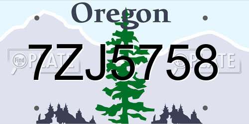 7ZJ5758 Oregon License Plate