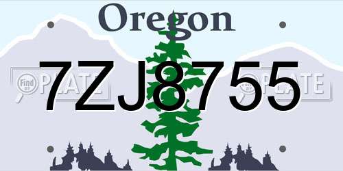 7ZJ8755 Oregon License Plate