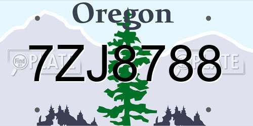 7ZJ8788 Oregon License Plate