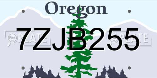 7ZJB255 Oregon License Plate