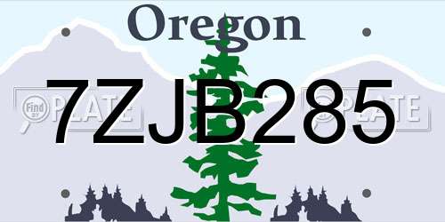 7ZJB285 Oregon License Plate