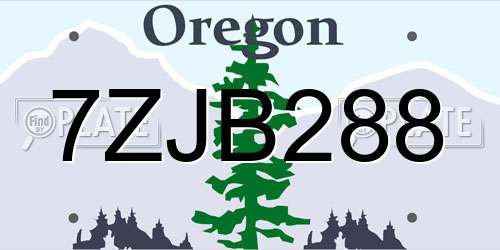 7ZJB288 Oregon License Plate