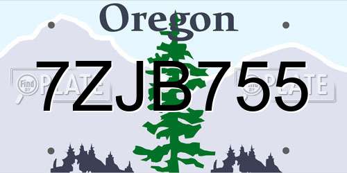 7ZJB755 Oregon License Plate