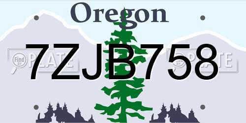 7ZJB758 Oregon License Plate