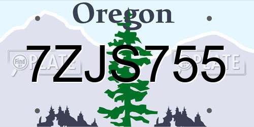 7ZJS755 Oregon License Plate