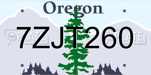 7ZJT260 Oregon License Plate