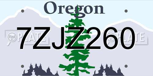 7ZJZ260 Oregon License Plate