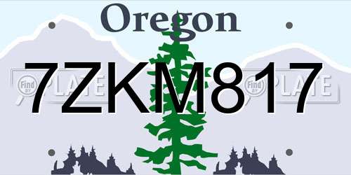 7ZKM817 Oregon License Plate