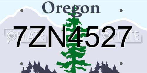 7ZN4527 Oregon License Plate