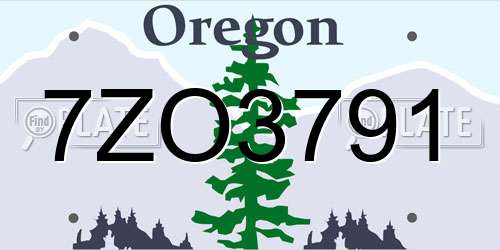 7ZO3791 Oregon License Plate