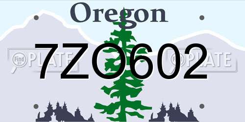 7ZO602 Oregon License Plate