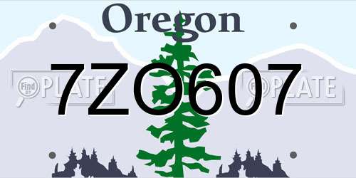 7ZO607 Oregon License Plate