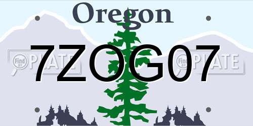 7ZOG07 Oregon License Plate