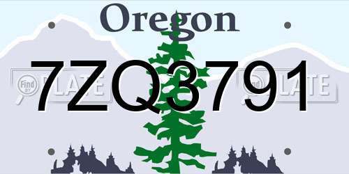 7ZQ3791 Oregon License Plate