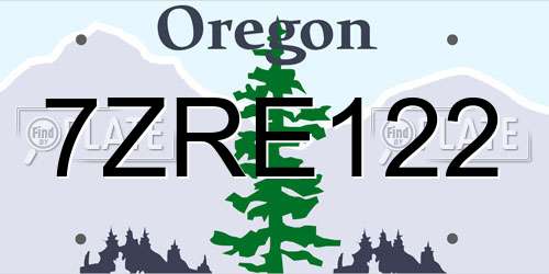 7ZRE122 Oregon License Plate