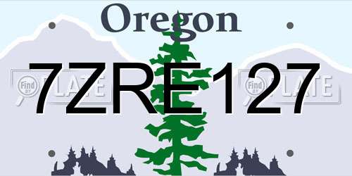 7ZRE127 Oregon License Plate