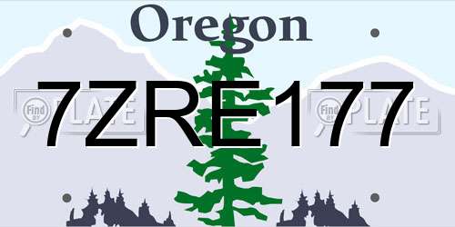 7ZRE177 Oregon License Plate