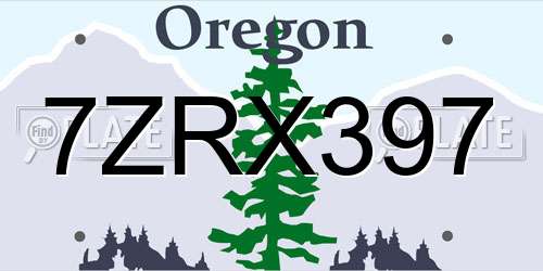 7ZRX397 Oregon License Plate