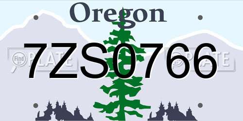 7ZS0766 Oregon License Plate