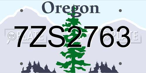 7ZS2763 Oregon License Plate