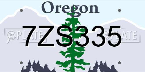 7ZS335 Oregon License Plate