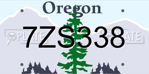 7ZS338 Oregon License Plate