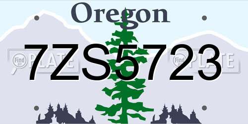 7ZS5723 Oregon License Plate