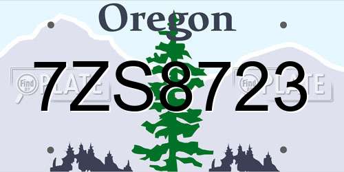 7ZS8723 Oregon License Plate