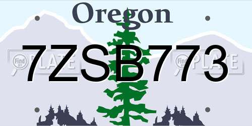 7ZSB773 Oregon License Plate
