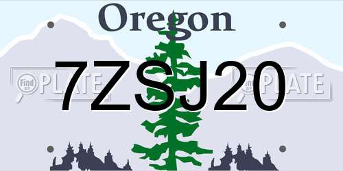 7ZSJ20 Oregon License Plate