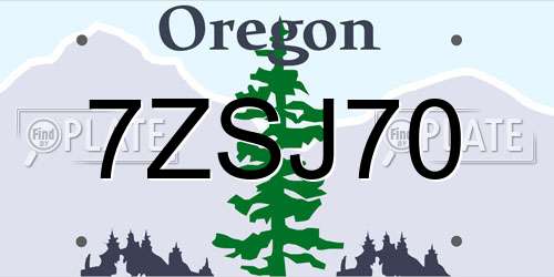 7ZSJ70 Oregon License Plate