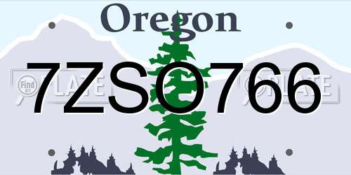 7ZSO766 Oregon License Plate
