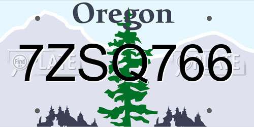7ZSQ766 Oregon License Plate