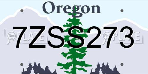 7ZSS273 Oregon License Plate
