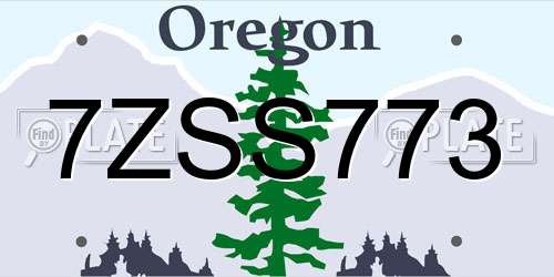 7ZSS773 Oregon License Plate