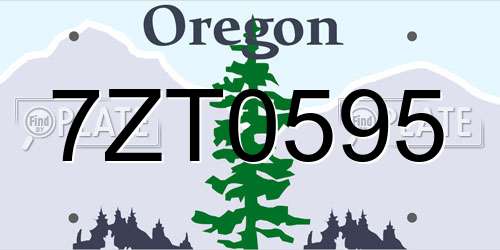 7ZT0595 Oregon License Plate