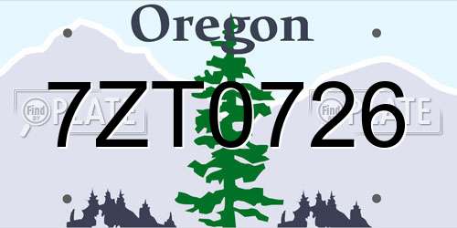 7ZT0726 Oregon License Plate