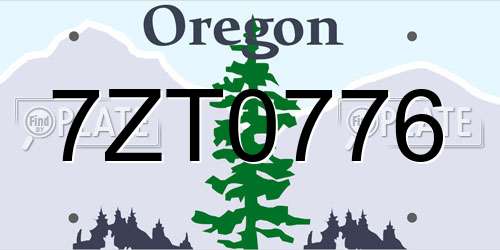 7ZT0776 Oregon License Plate