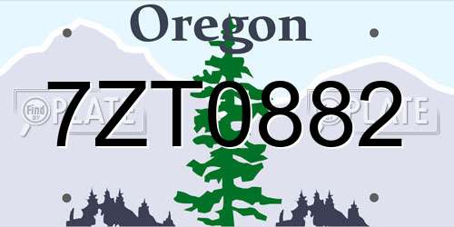 7ZT0882 Oregon License Plate