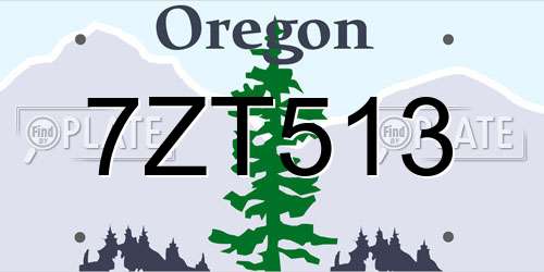7ZT513 Oregon License Plate