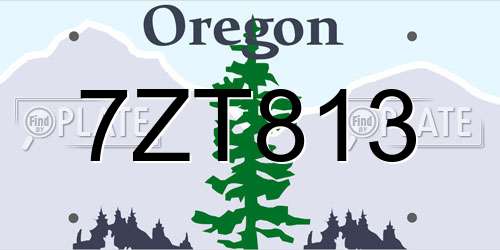 7ZT813 Oregon License Plate