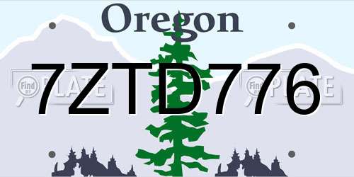7ZTD776 Oregon License Plate