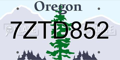 7ZTD852 Oregon License Plate