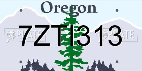7ZTI313 Oregon License Plate